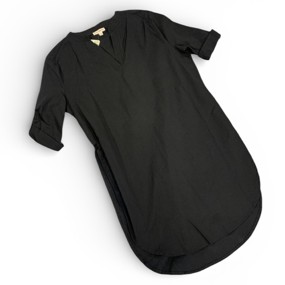 283 - Black V-Neck‎ High Slit Dress